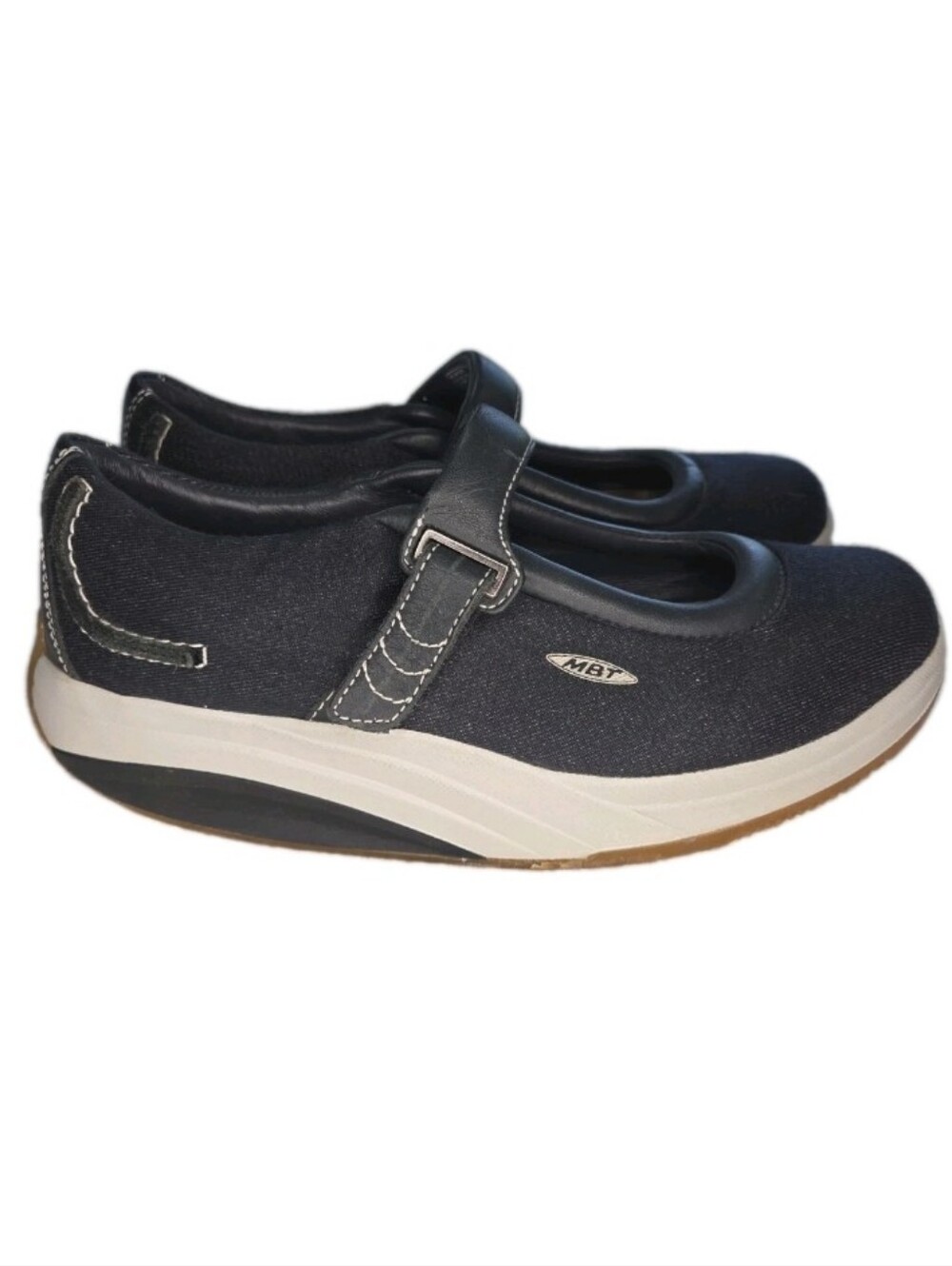 MBT Kaya Mary Jane Rocker Shoes Size 9 Denim & Leather Physiological Foot